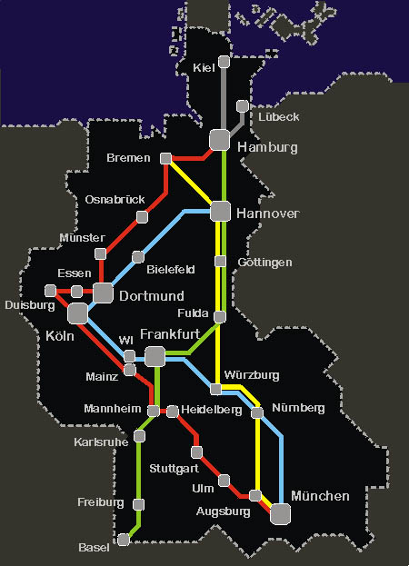 Streckennetz Intercity DB (1979)
