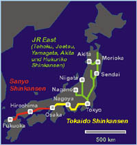 Streckennetz Shinkansen Japan