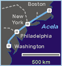 High speed rail network United States (Acela)