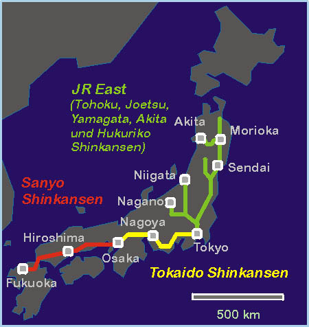 Streckennetz Shinkansen Japan